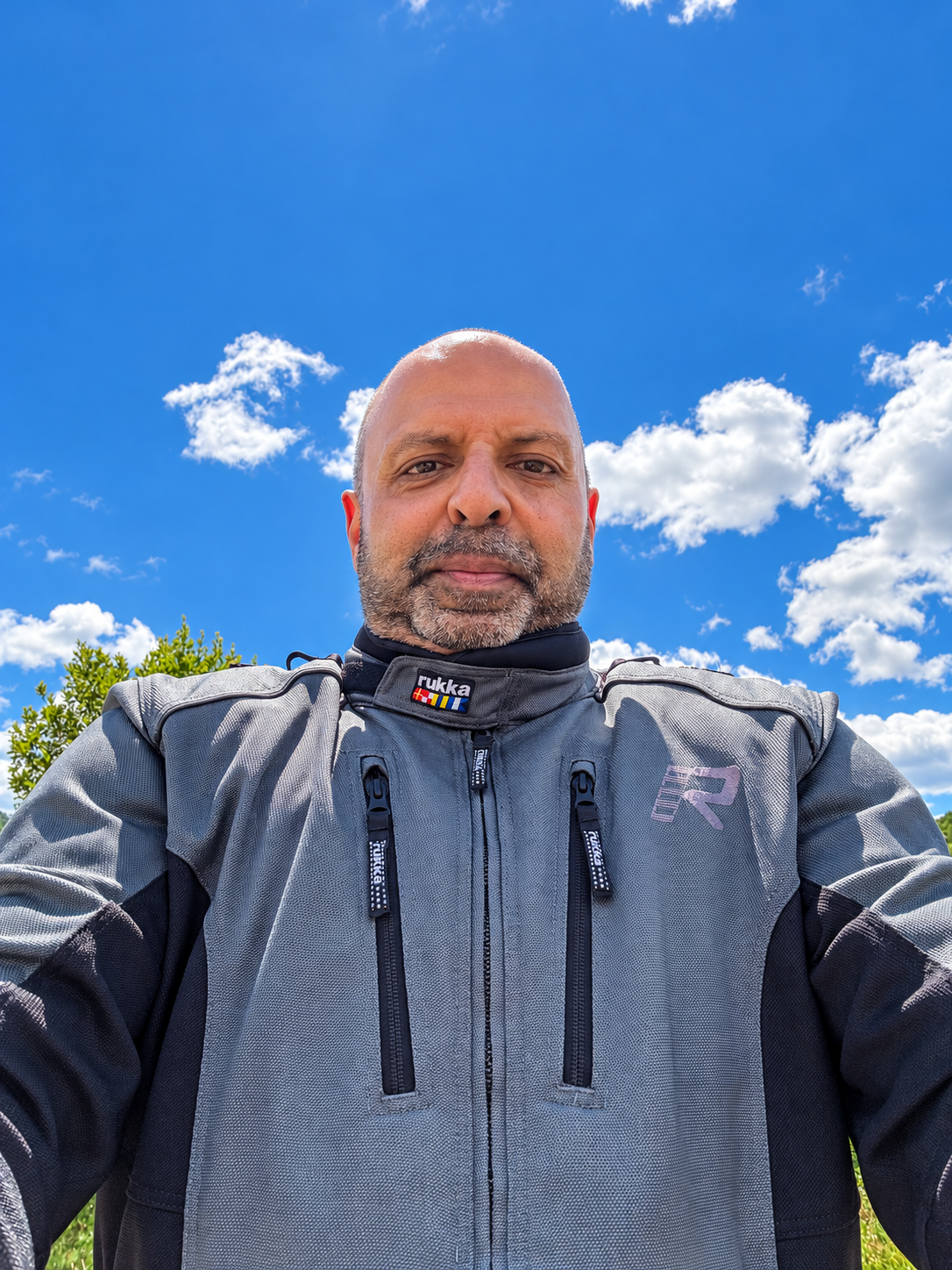 Nadeem, owner of Smart Riding, wearing his motorcycle riding jacket